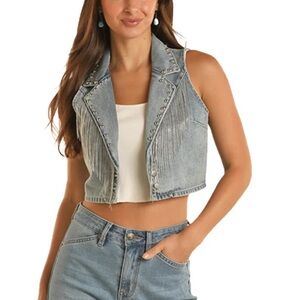 Rock & Roll Denim Chain Fringe Vest